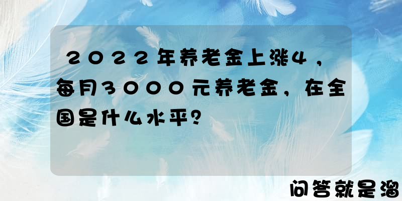 2022年养老金上涨4，每月3000元养老金，在全国是什么水平？