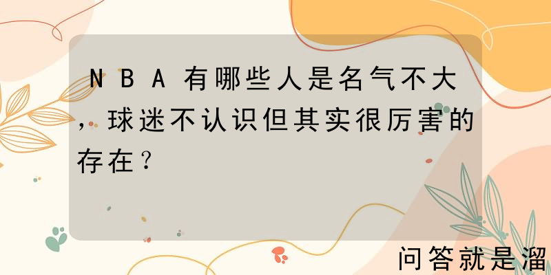 NBA有哪些人是名气不大，球迷不认识但其实很厉害的存在？