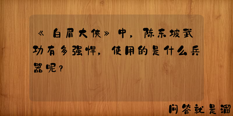 《白眉大侠》中，陈东坡武功有多强悍，使用的是什么兵器呢？