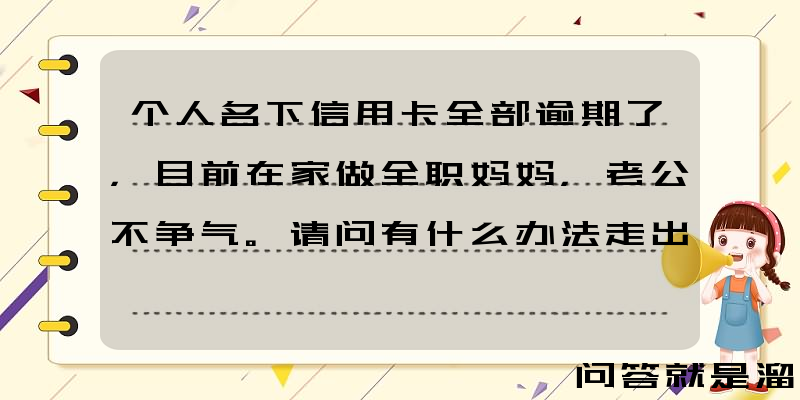 个人名下信用卡全部逾期了，目前在家做全职妈妈，老公不争气。请问有什么办法走出困境？