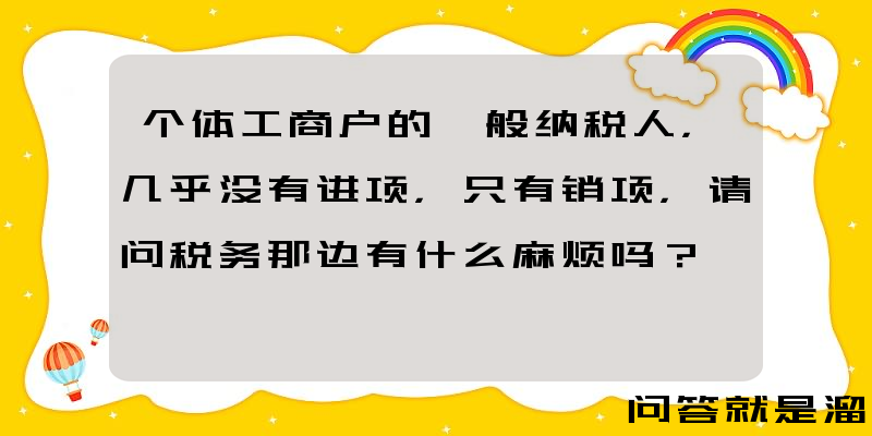 个体工商户的一般纳税人，几乎没有进项，只有销项，请问税务那边有什么麻烦吗？