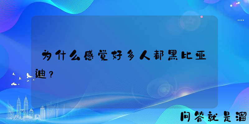 为什么感觉好多人都黑比亚迪？