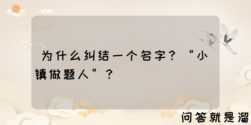 为什么纠结一个名字？“小镇做题人”？