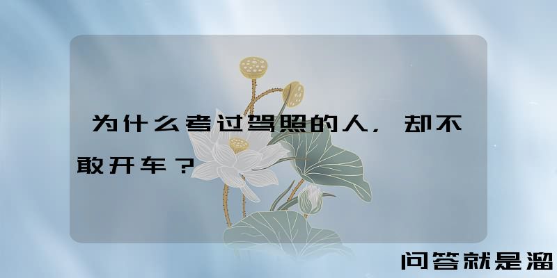 为什么考过驾照的人，却不敢开车？