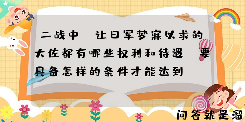 二战中，让日军梦寐以求的大佐都有哪些权利和待遇？要具备怎样的条件才能达到？