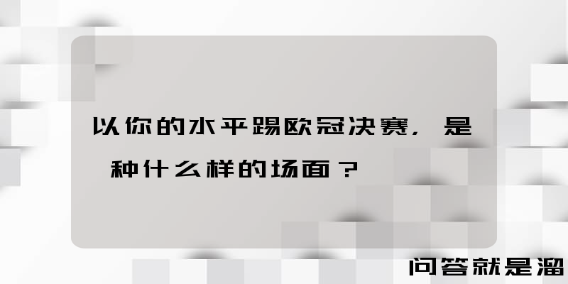 以你的水平踢欧冠决赛，是一种什么样的场面？