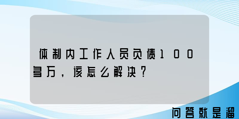 体制内工作人员负债100多万，该怎么解决？