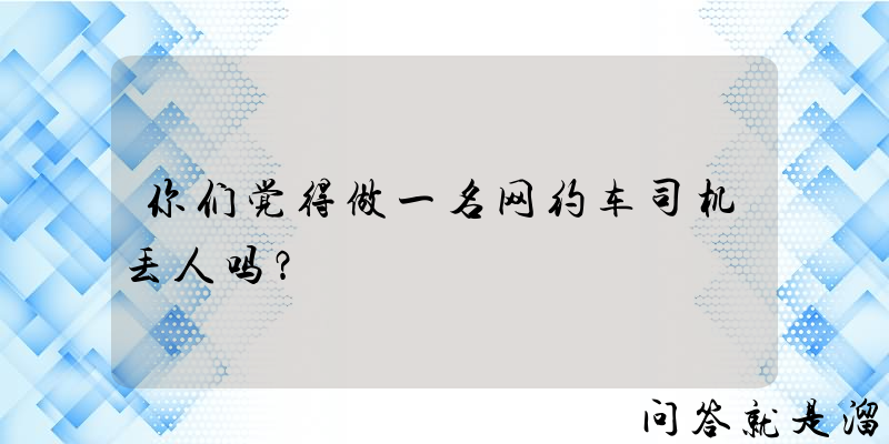 你们觉得做一名网约车司机丢人吗？