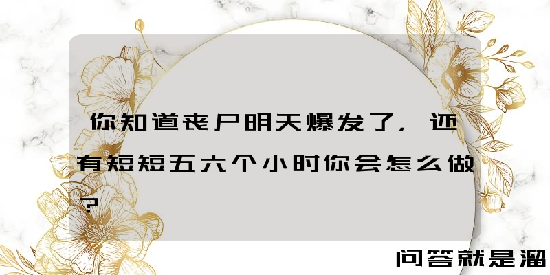 你知道丧尸明天爆发了，还有短短五六个小时你会怎么做？