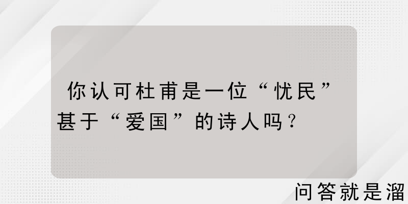 你认可杜甫是一位“忧民”甚于“爱国”的诗人吗？