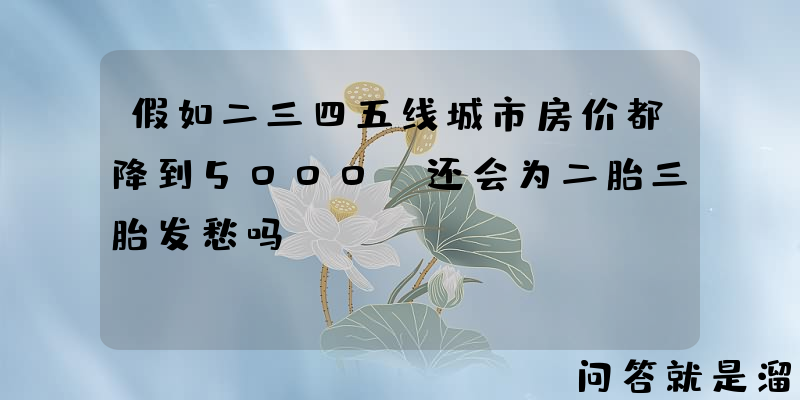 假如二三四五线城市房价都降到5000，还会为二胎三胎发愁吗？