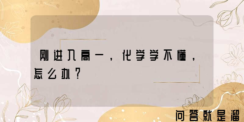 刚进入高一，化学学不懂，怎么办？