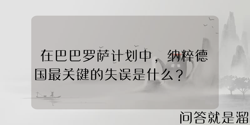 在巴巴罗萨计划中，纳粹德国最关键的失误是什么？