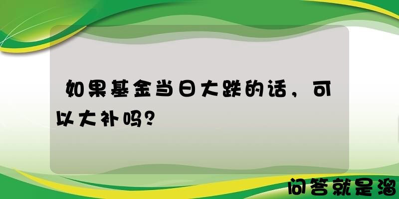 如果基金当日大跌的话，可以大补吗？