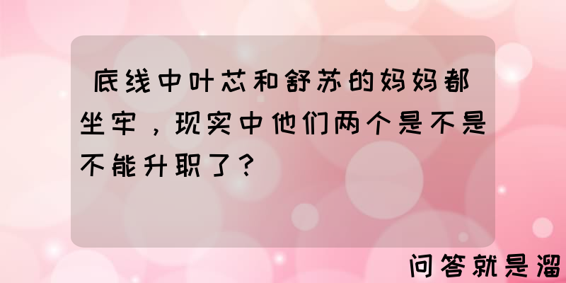 底线中叶芯和舒苏的妈妈都坐牢，现实中他们两个是不是不能升职了？