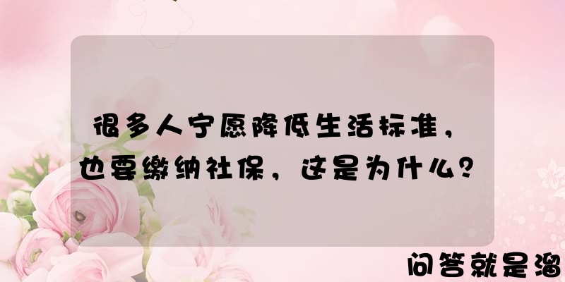 很多人宁愿降低生活标准，也要缴纳社保，这是为什么？