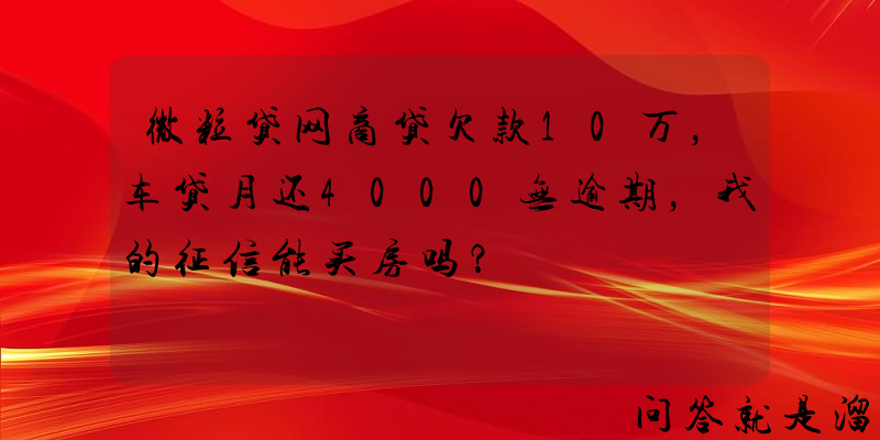 微粒贷网商贷欠款10万，车贷月还4000无逾期，我的征信能买房吗？