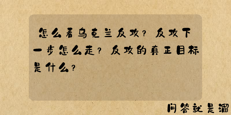 怎么看乌克兰反攻？反攻下一步怎么走？反攻的真正目标是什么？