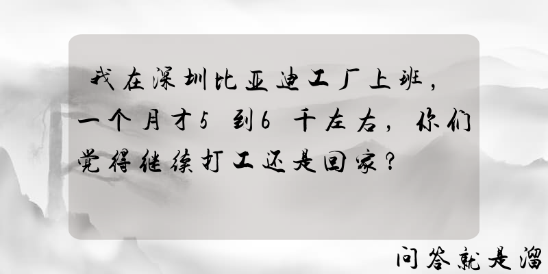 我在深圳比亚迪工厂上班，一个月才5到6千左右，你们觉得继续打工还是回家？