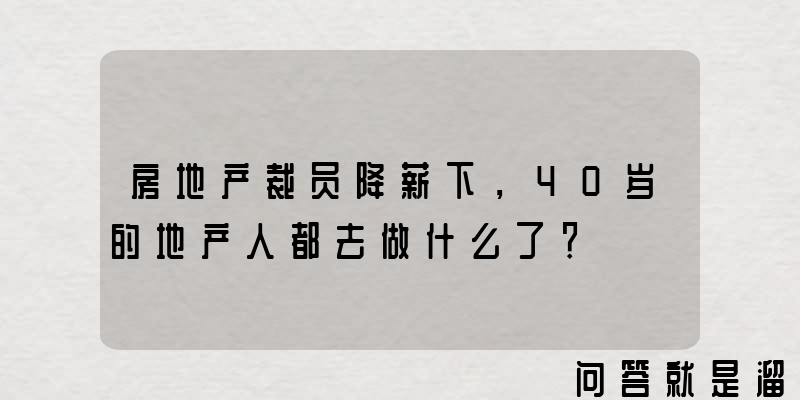 房地产裁员降薪下，40岁的地产人都去做什么了？