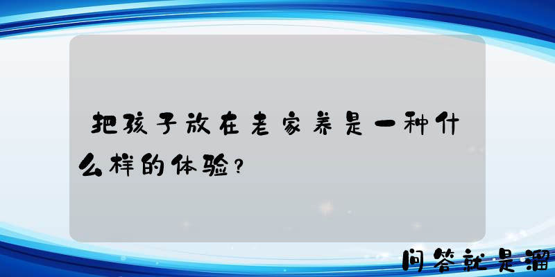 把孩子放在老家养是一种什么样的体验？