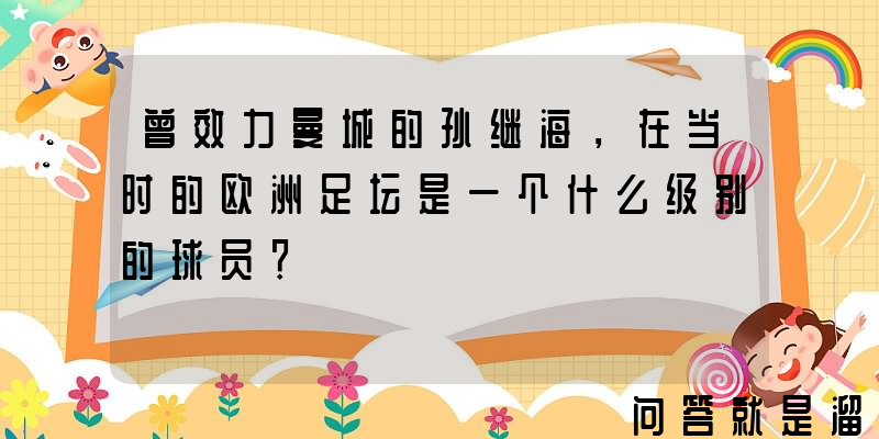 曾效力曼城的孙继海，在当时的欧洲足坛是一个什么级别的球员？