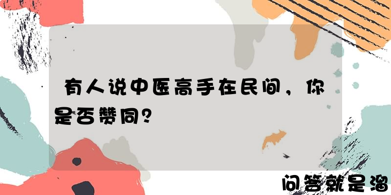 有人说中医高手在民间，你是否赞同？