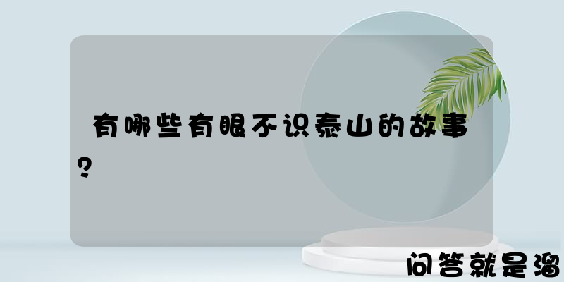 有哪些有眼不识泰山的故事？