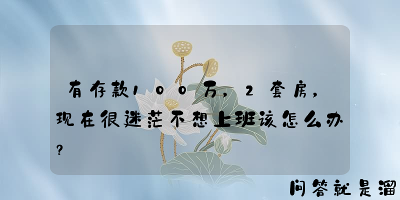 有存款100万，2套房，现在很迷茫不想上班该怎么办？