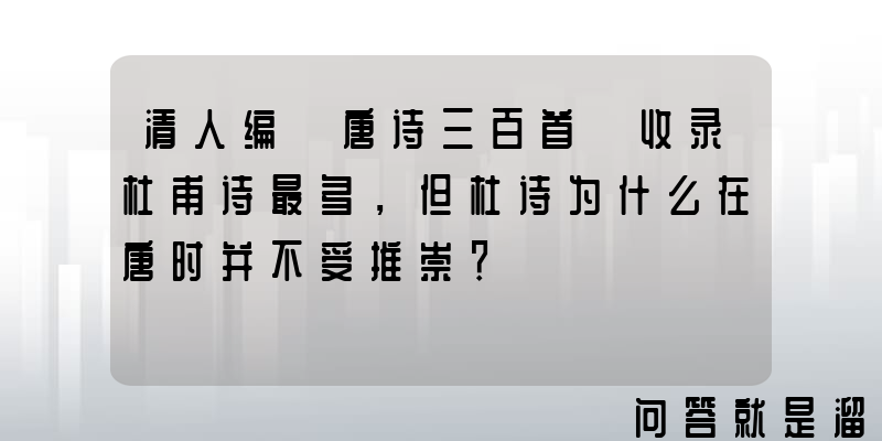 清人编《唐诗三百首》收录杜甫诗最多，但杜诗为什么在唐时并不受推崇？