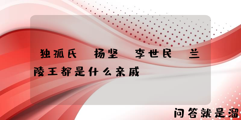 独孤氏、杨坚、李世民、兰陵王都是什么亲戚？