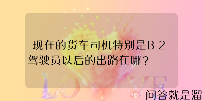 现在的货车司机特别是B2驾驶员以后的出路在哪？