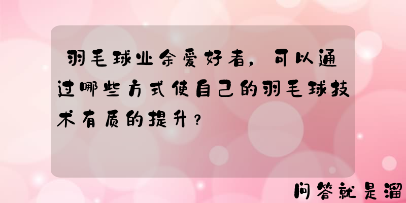 羽毛球业余爱好者，可以通过哪些方式使自己的羽毛球技术有质的提升？