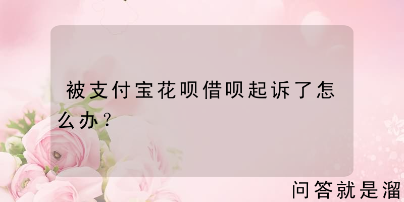 被支付宝花呗借呗起诉了怎么办？