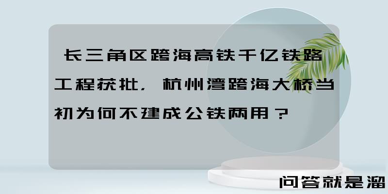 长三角区跨海高铁千亿铁路工程获批，杭州湾跨海大桥当初为何不建成公铁两用？